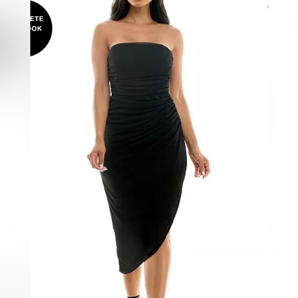 Juniors Ruched bodycon Midi Dress -Size Small - Black